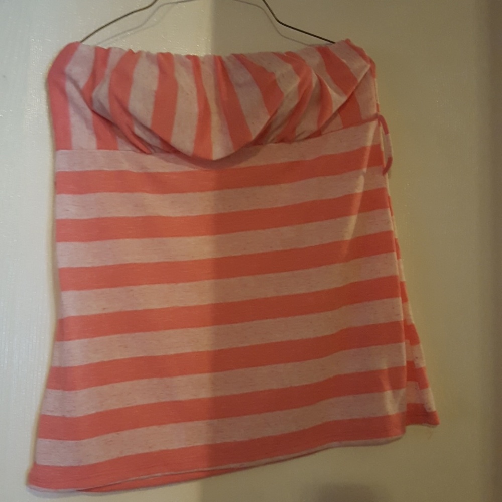 peachish pink striped  tube toptube