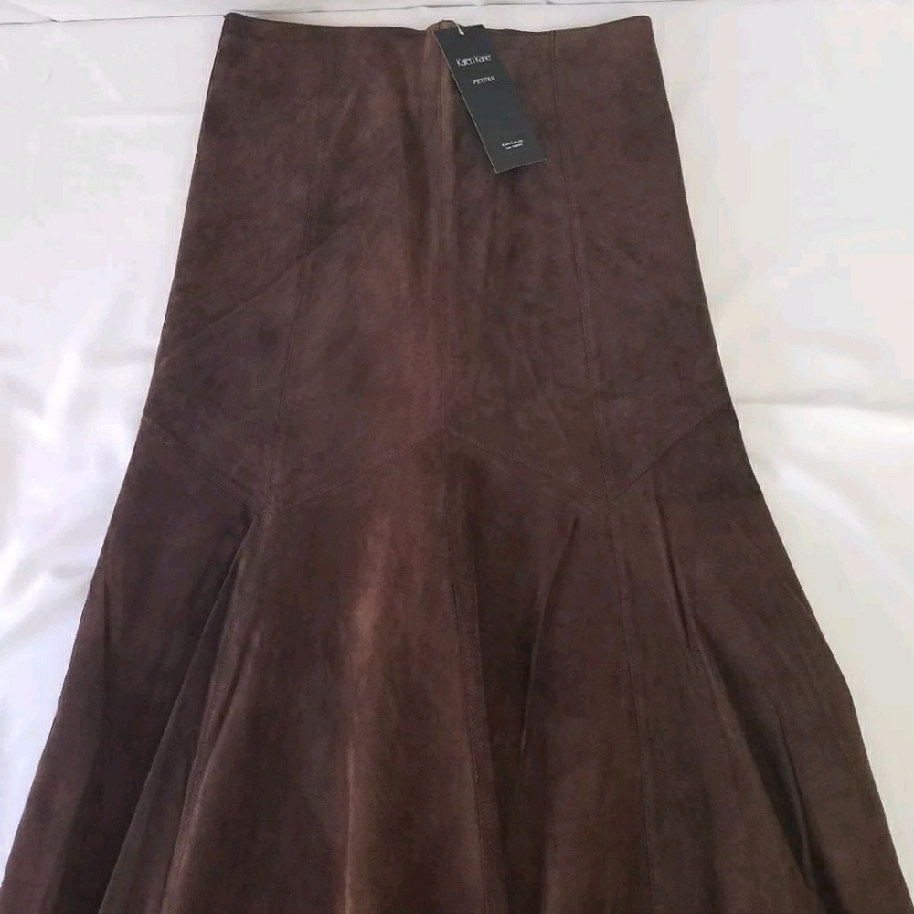 Karen Kane Cafe Chic Brown Leather Long Skirt