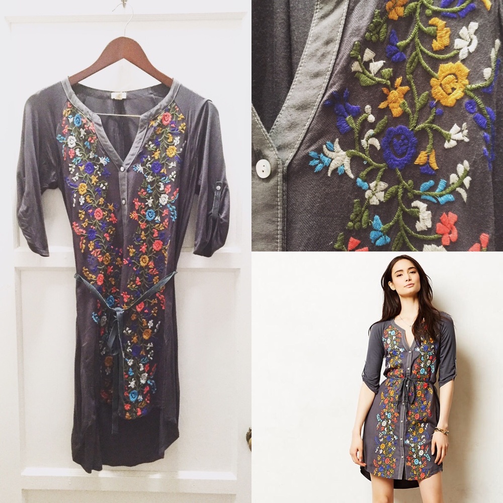 Anthropologie Gathered Vines Tunic, Size XS