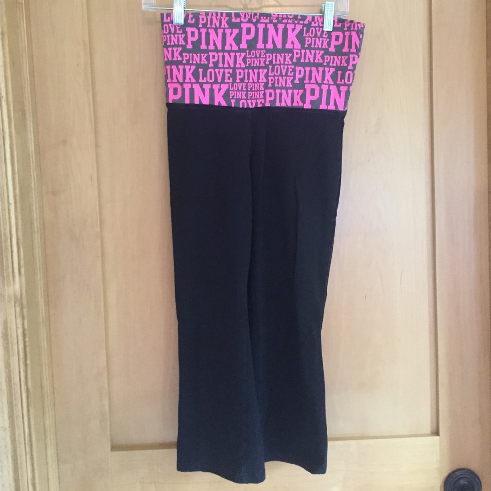 Pink cropped bootleg yoga pants