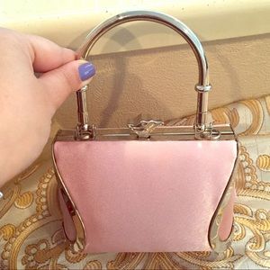 Pink satin evening micro bag / top handle bag!