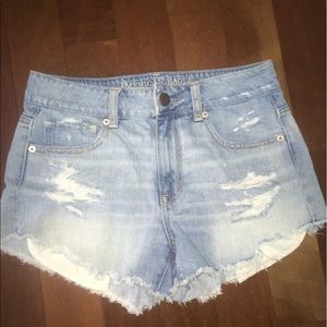 American Eagle distressed high waisted jean shorts