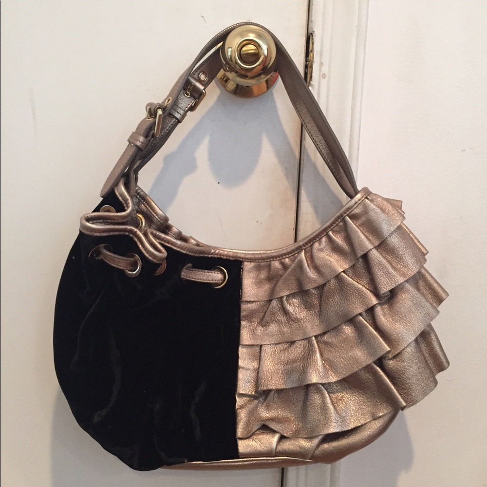 Moschino Black velvet & metallc leather Handbag!