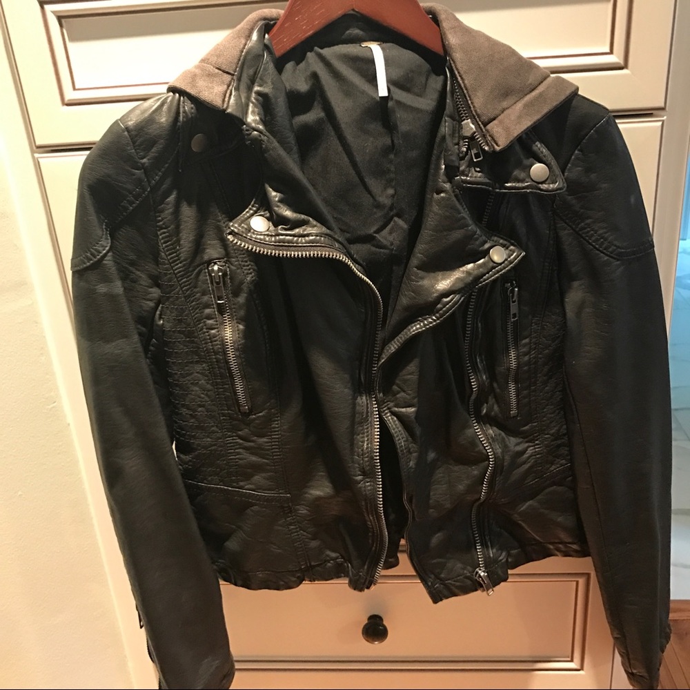Free people black leather jacket / bomber