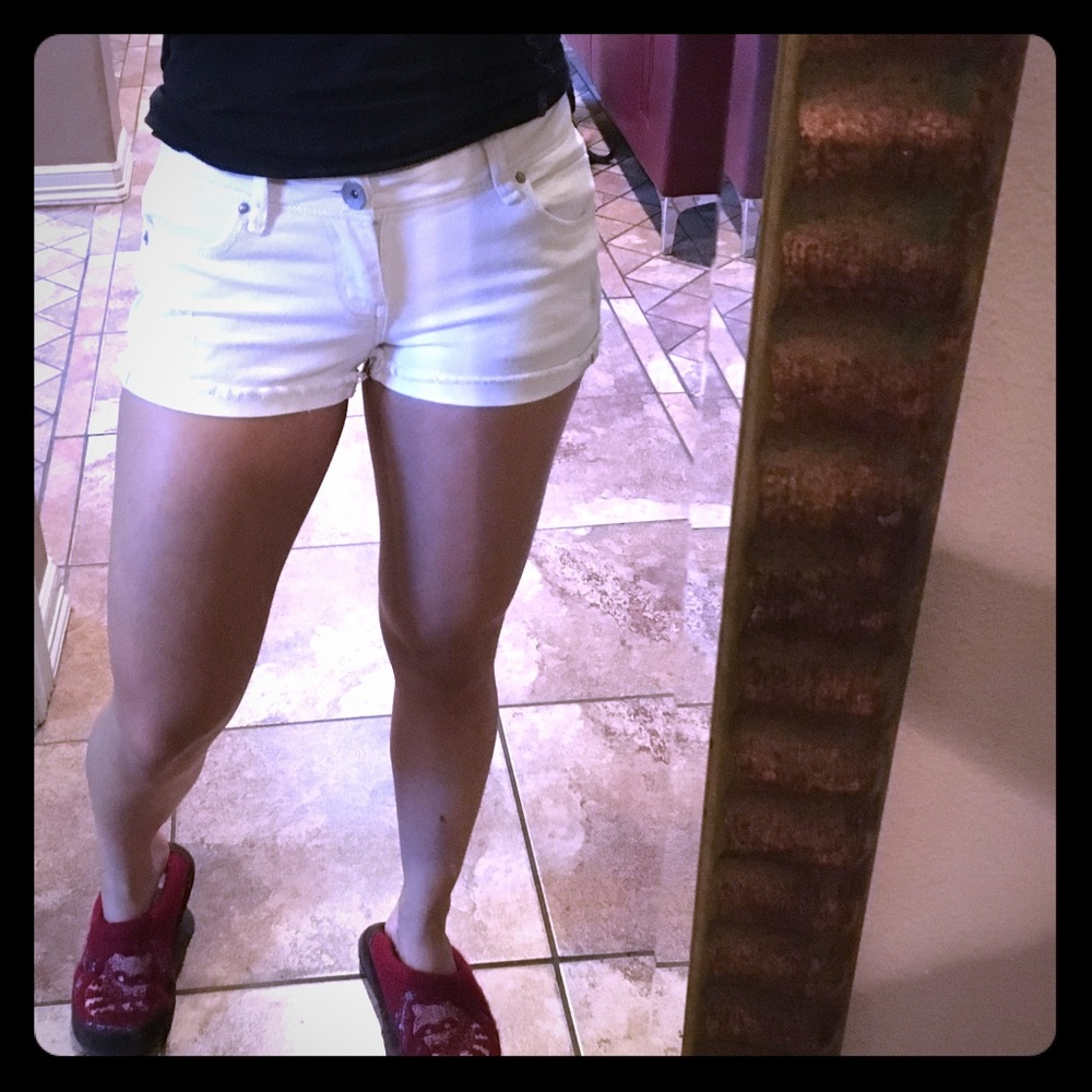 Distressed white Jean Shorts