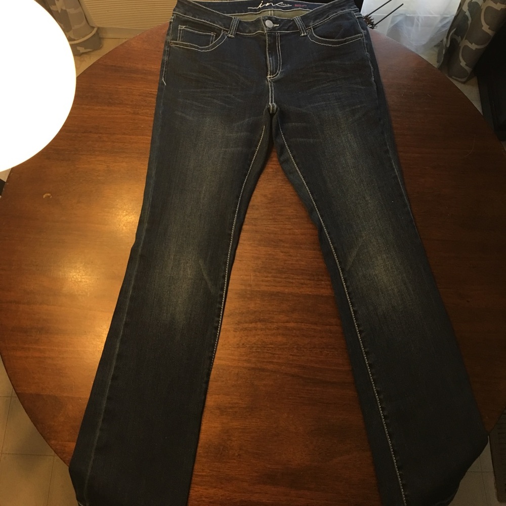 Dark blue washed boot cut jeans | woman's size 12