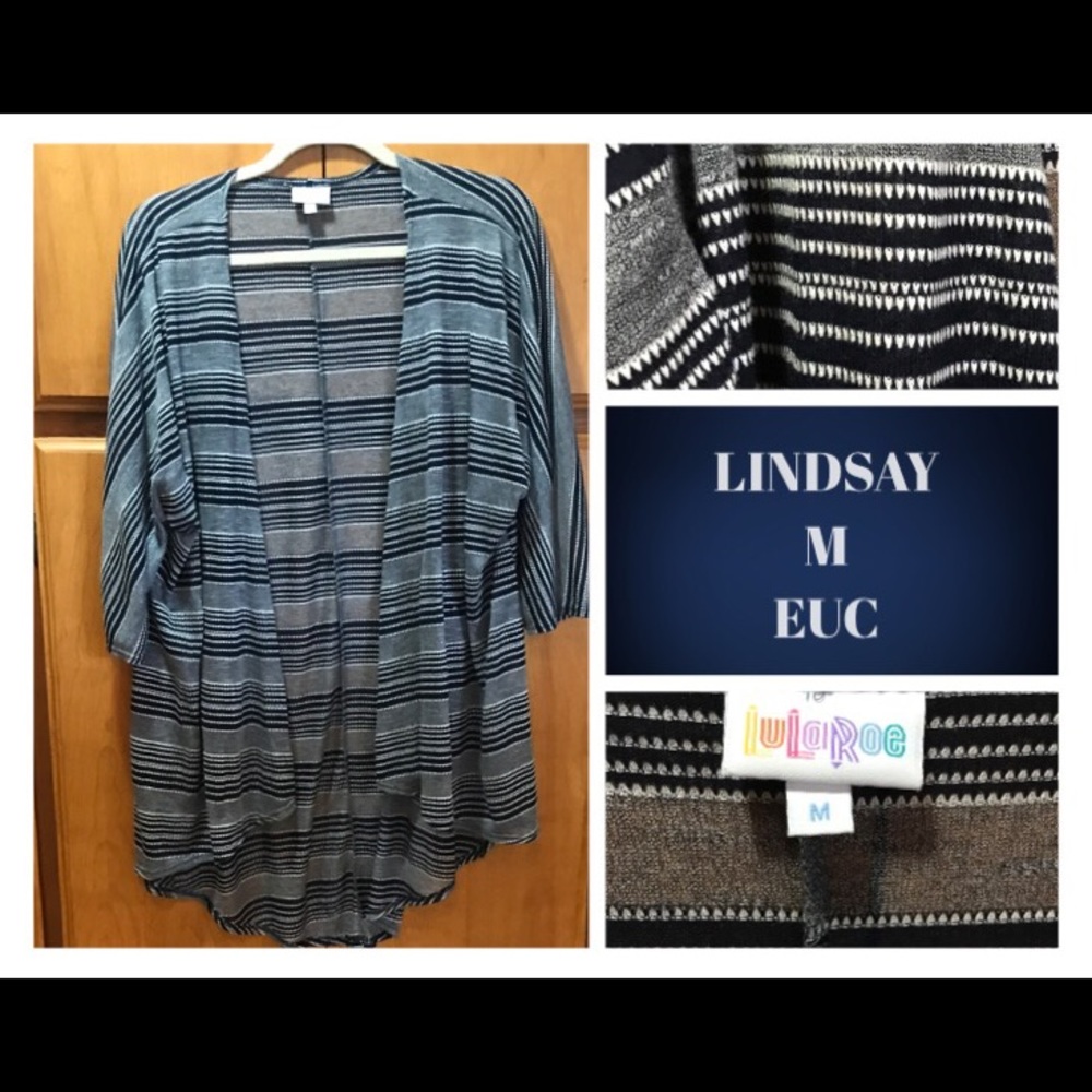 EUC LuLaRoe Medium Navy Striped Lindsay