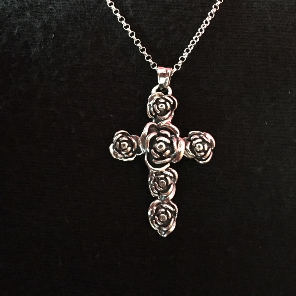 Silver Rose Cross