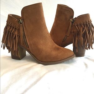Tan suede booties size 8
