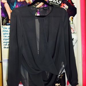 Topshop Gray Twist Tie Blouse