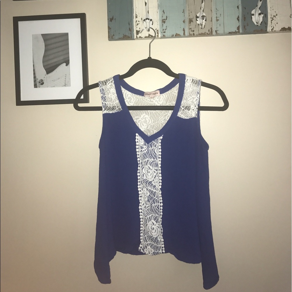 DEEP SEA BLUE TANK ( sequin hearts )