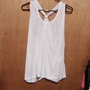 White leopard print razorback tank.