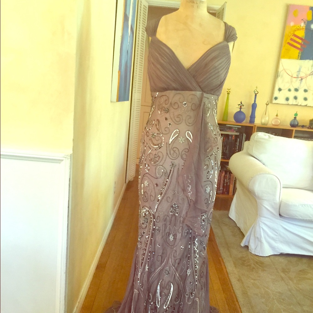 Silk beaded evening gown