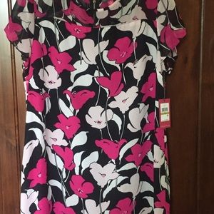 Vince Camuto Cap Sleeve Sheer Yolk Shift Dress