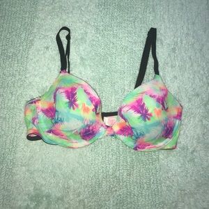 Colorful palm leaf PINK bra