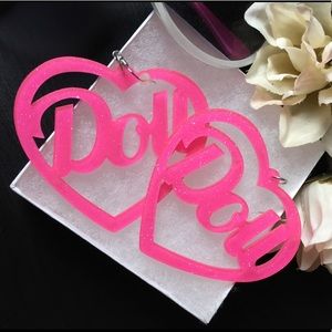 Doll Pink Glitter Lasercut Eartings