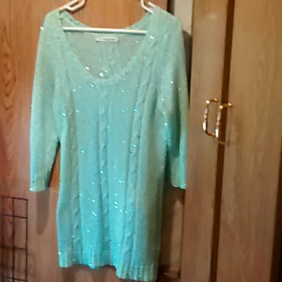 Maurices Sweaters - Long aqua sequined sweater