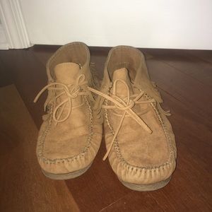 Brown moccasin booties size 8