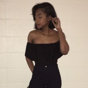 Black Off the Shoulder Body Suit