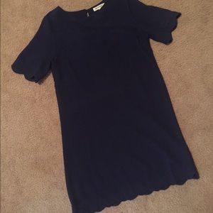 Navy Scalloped Hem Dress
