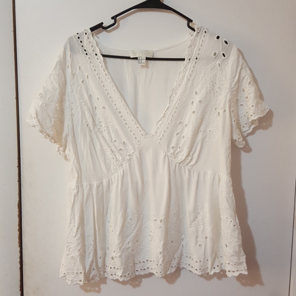 White Eyelet Top
