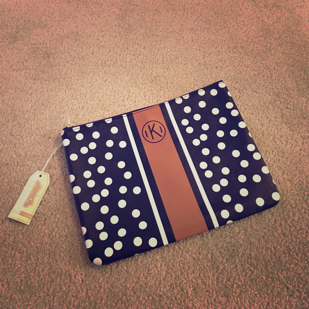 Mudpie Black + Brown Polkadots Large leather Pouch