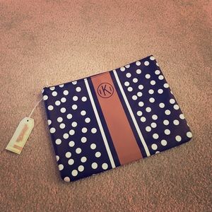 Mudpie Black + Brown Polkadots Large leather Pouch