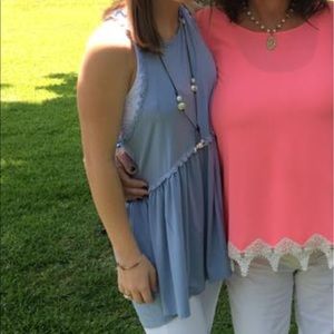 Blue flowy boutique top.