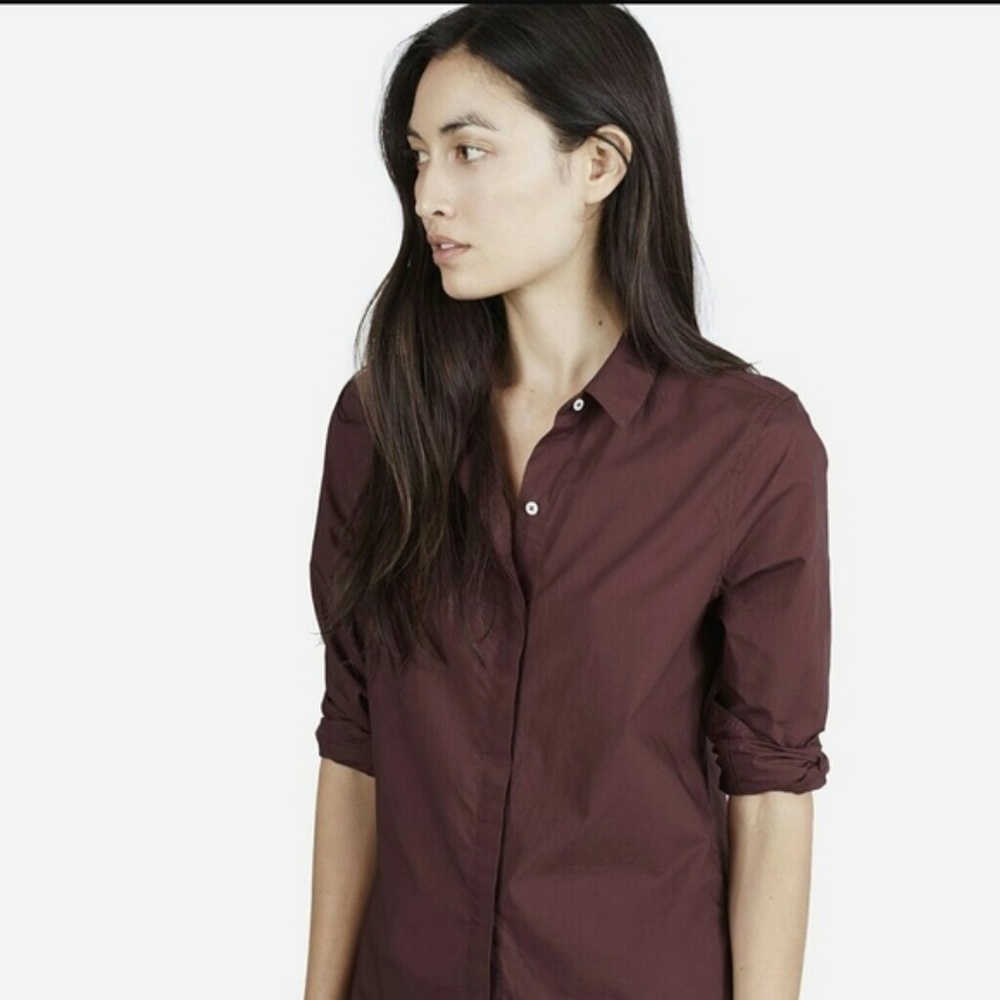 Everlane poplin long sleeve oxblood
