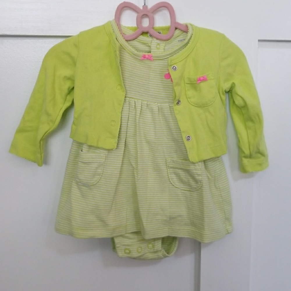 Baby dress with matching cardigan.