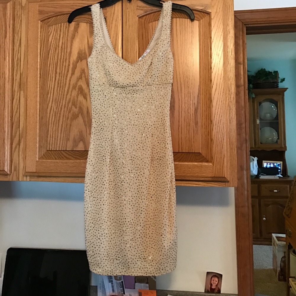 NWT just fab gold bodycon dress size xs