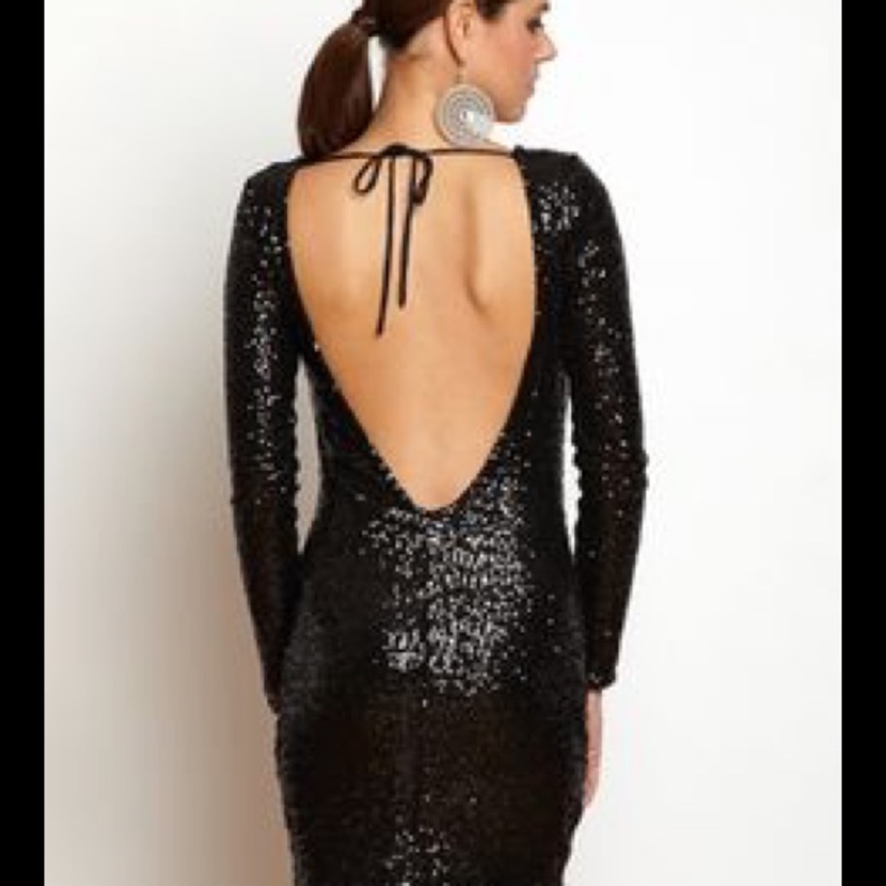 La Cite Sequin Backless Dress