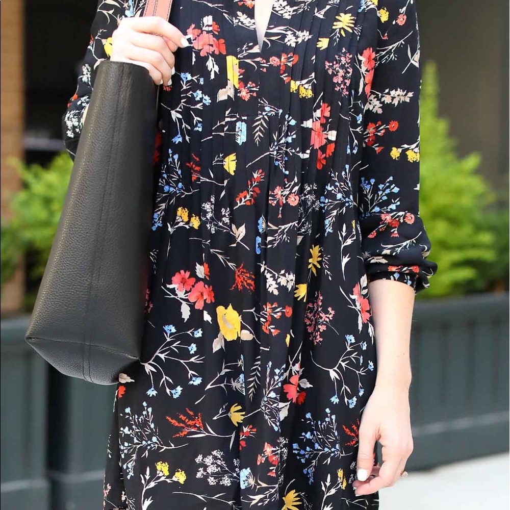 Pintuck Floral Dress
