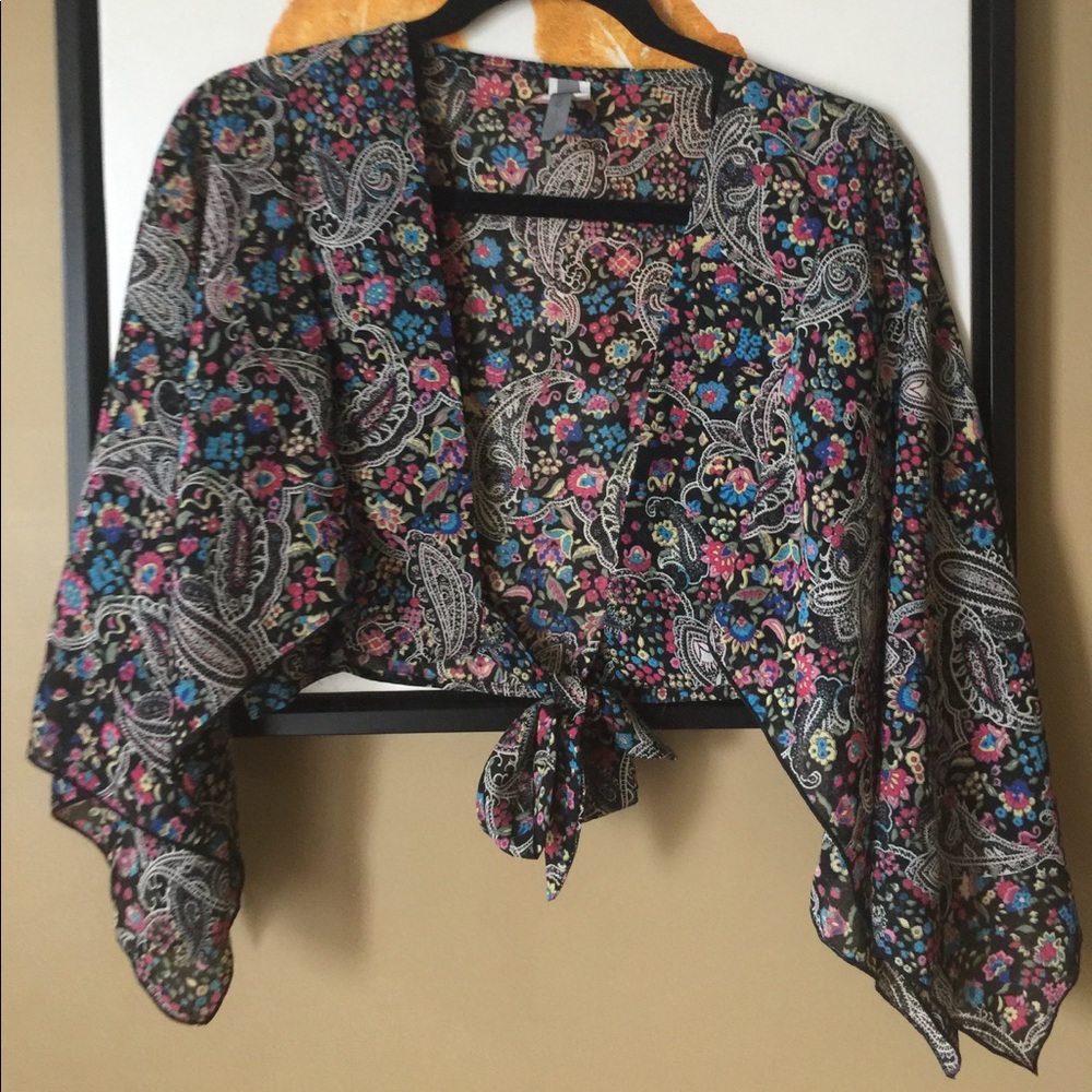 PRINTED MINI KIMONO WRAP CAPE JACKET🌷🌹🌺