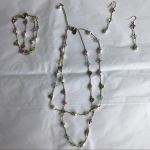 Set of Necklace, Bracelet, Earrings