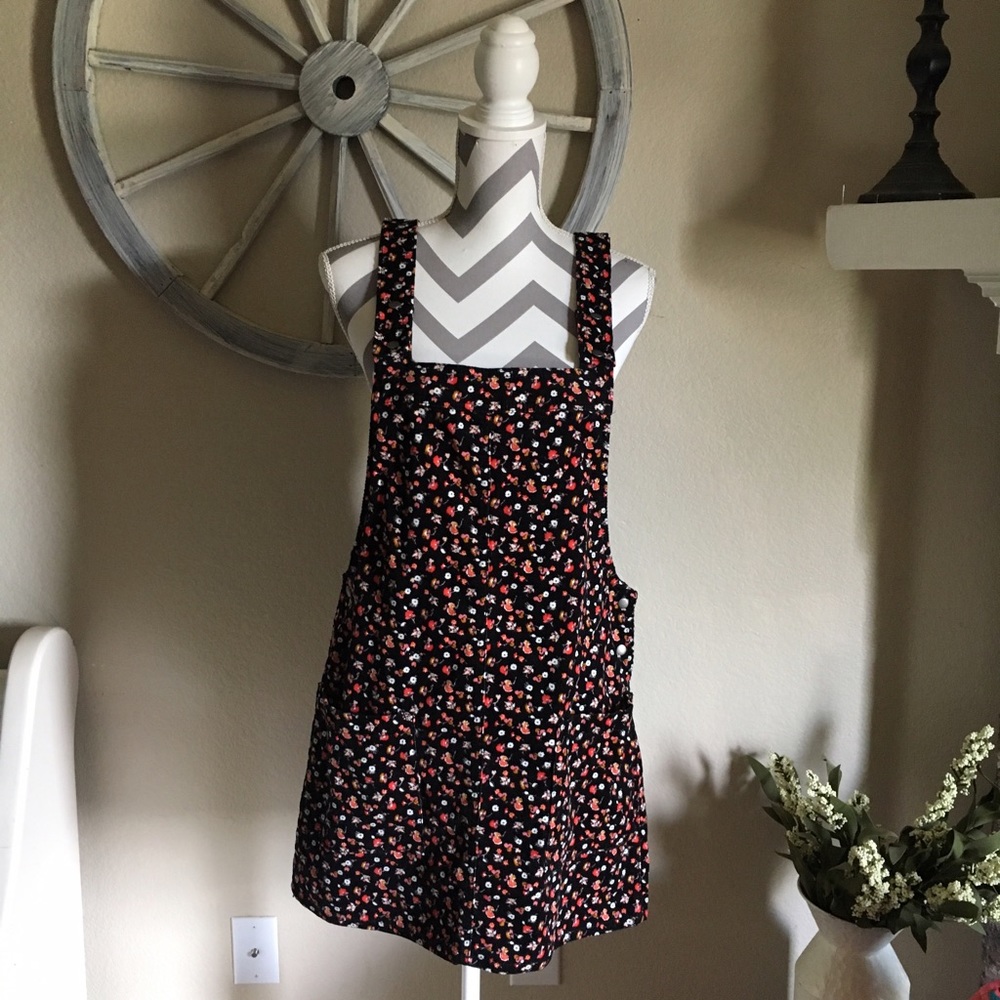 Corduroy Floral Overall Dress