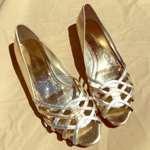 Calvin Klein gold and silver flats