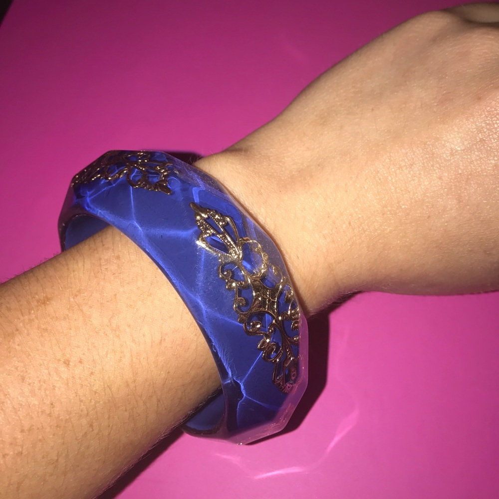 Blue and gold bangle bracelet