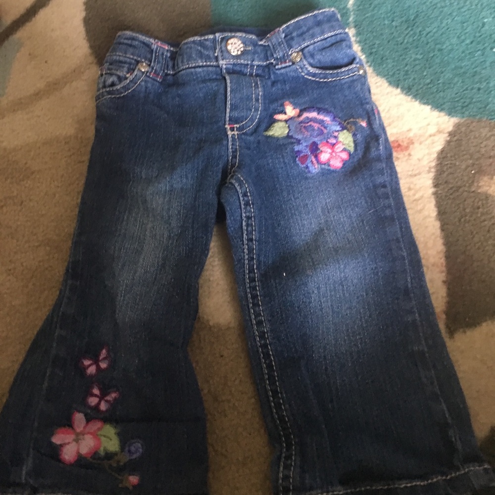 Floral embroidered koala baby jeans
