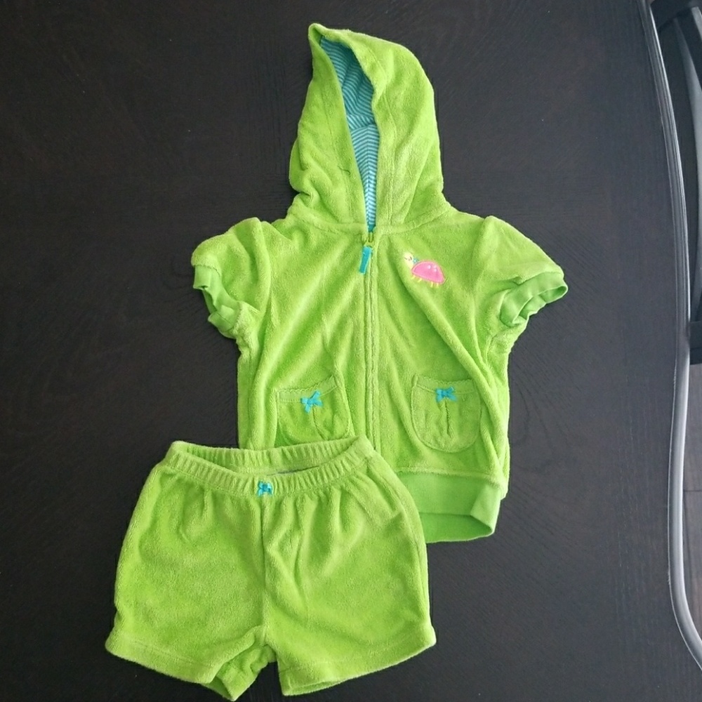 Terry cloth jacket and short set.