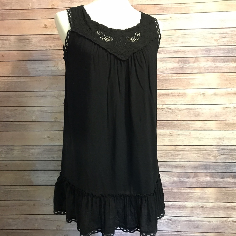 Black tunic top mini dresser swim coverup - Picture 5 of 6
