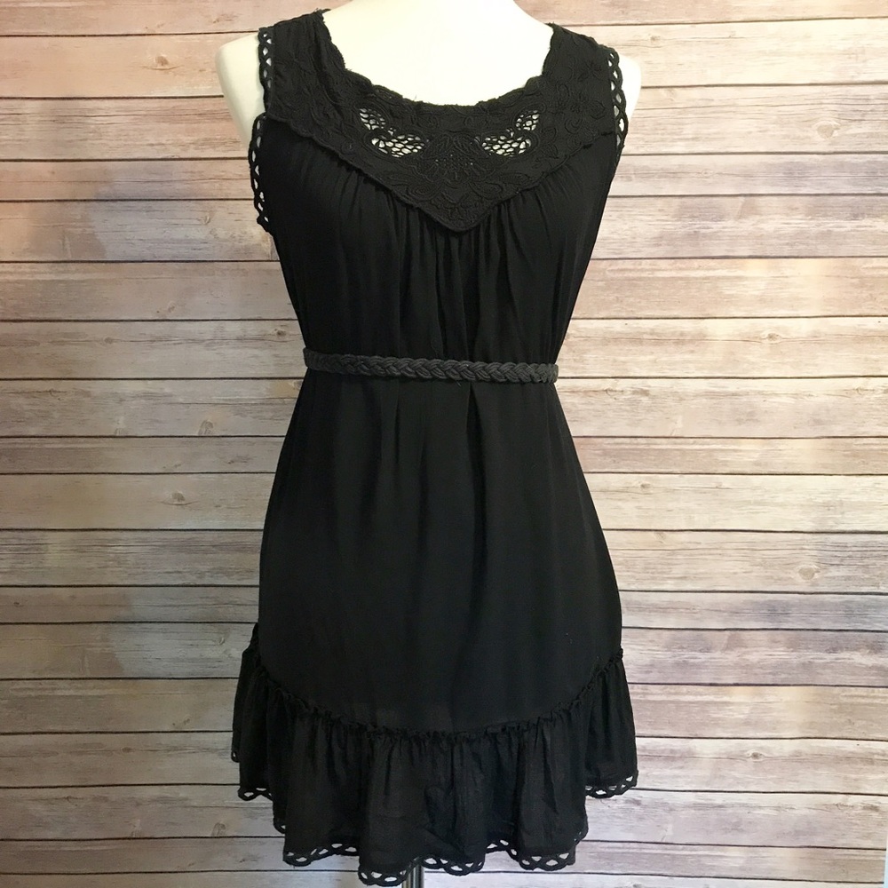 Black tunic top mini dresser swim coverup - Picture 2 of 6