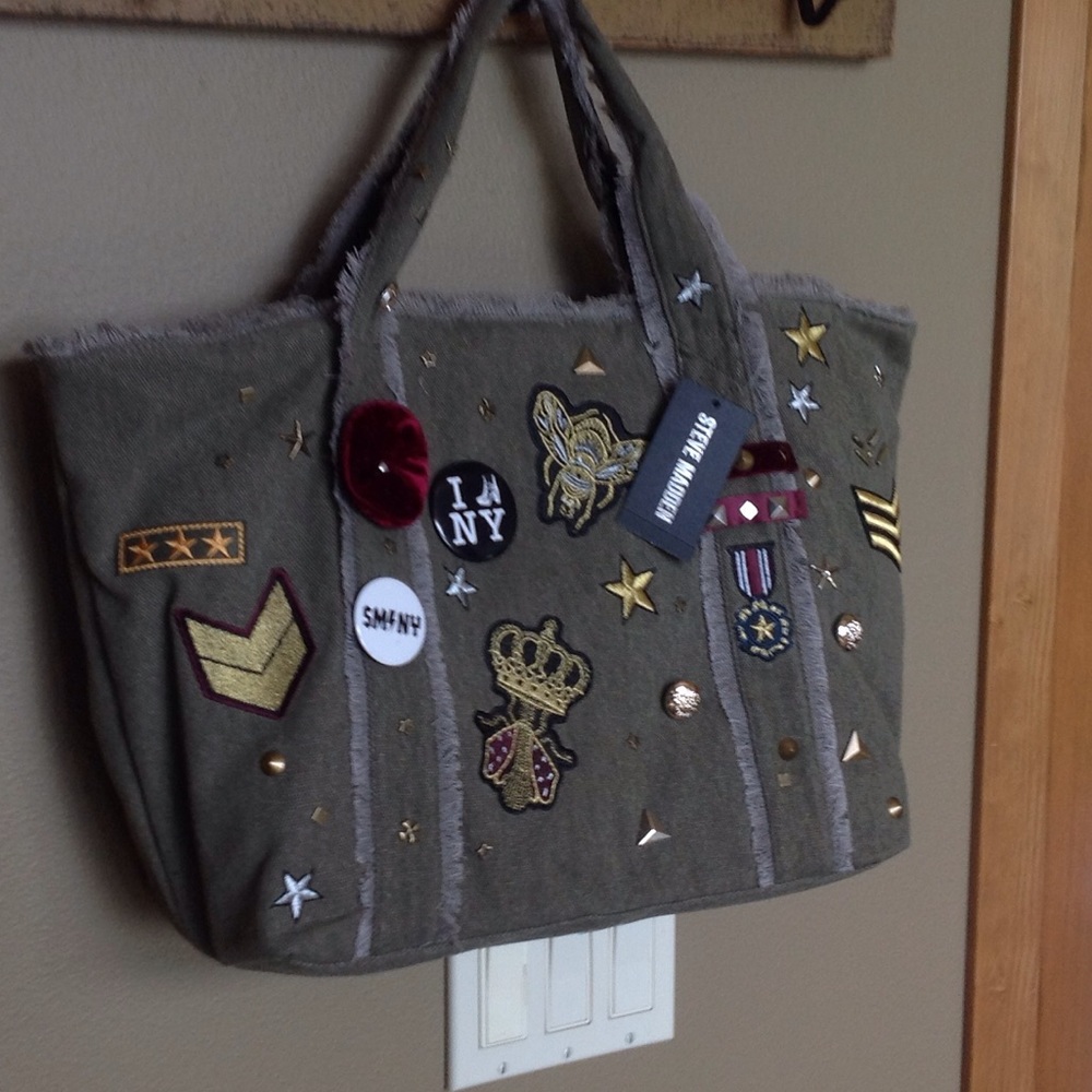 🍃💕Steve Madden Embellished Canvas Military Tote