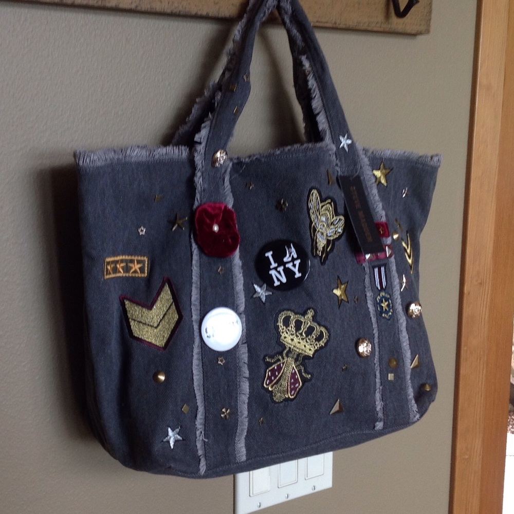 🍃💕Steve Madden Embellished Canvas Military Tote - Picture 3 of 8