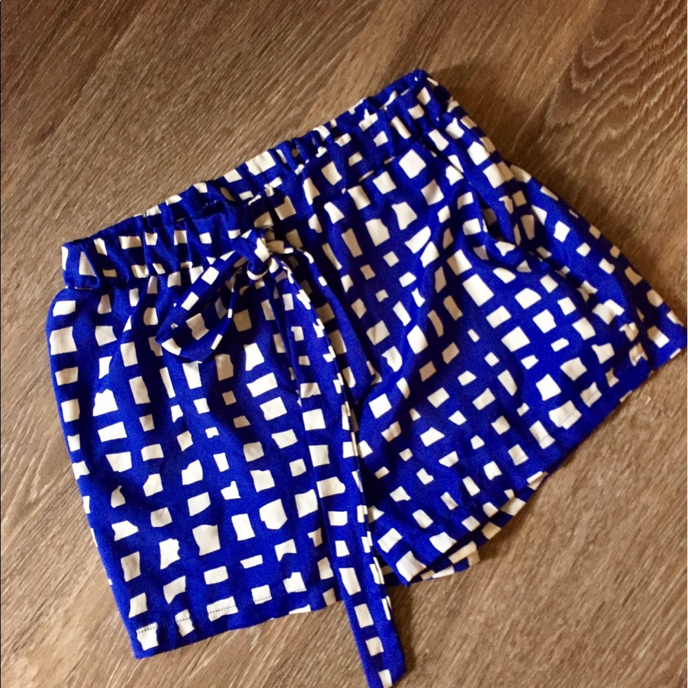Blue and white checkered shorts