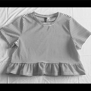 H&M black and white striped crop top