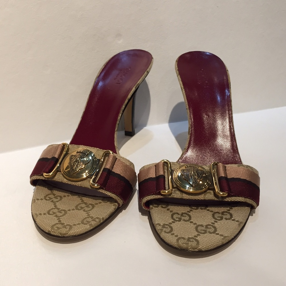 NWT Authentic Gucci slide heeled sandals size 7 - Picture 2 of 5