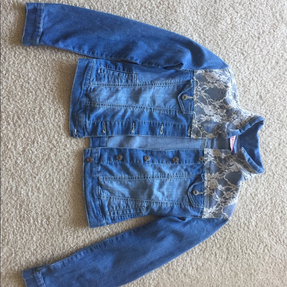 Lace button up jean jacket