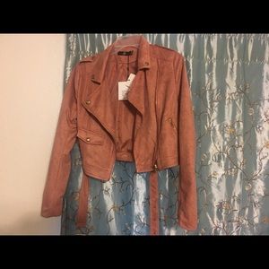 Faux suede biker. Mauve