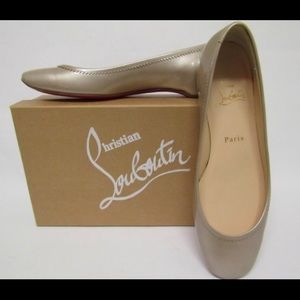 Taupe patent leather Christian Louboutin flats